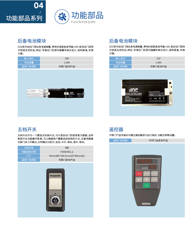 后备电池、五档开关与遥控器原始资料图